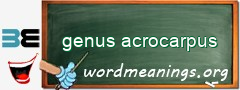 WordMeaning blackboard for genus acrocarpus